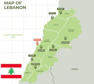 Lebanon map and flag